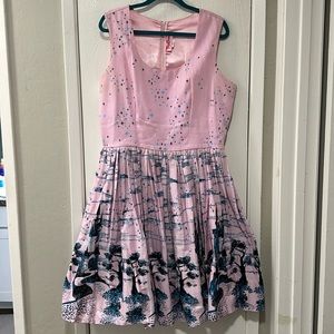 Pinup Girl clothing pink castle dress 2x